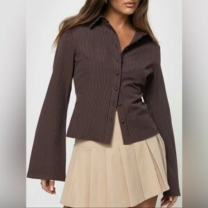 Striped print button front shirt